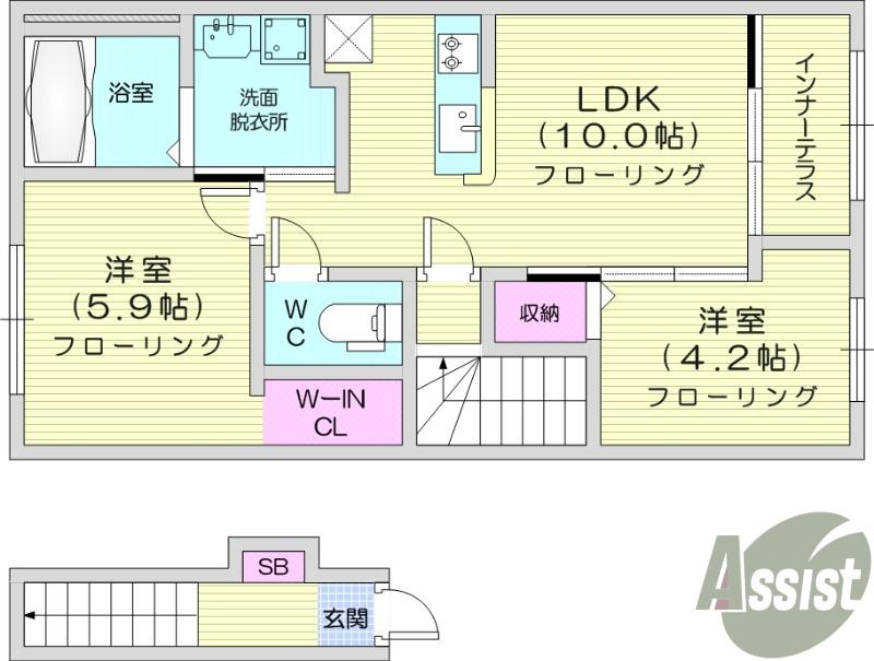 フォレストサイド(2LDK/2階)の間取り写真