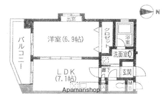 パラディス小笹(1DK/5階)の間取り写真