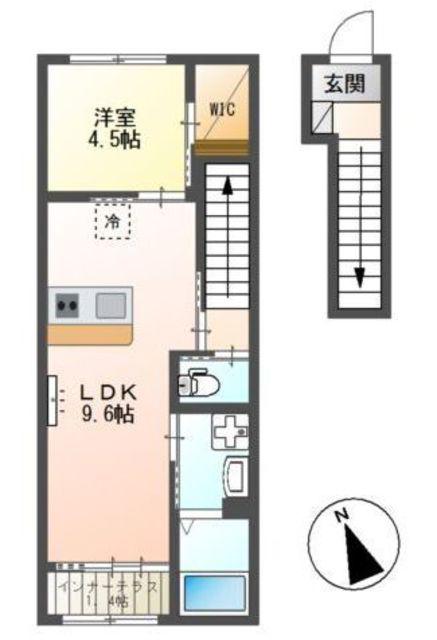 HAL SCENT(1LDK/2階)の間取り写真