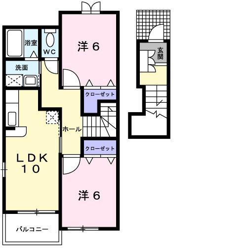 アルティプラーノ ハヤシV(2LDK/2階)の間取り写真