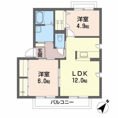 ヴィラージュ(2LDK/2階)の間取り写真