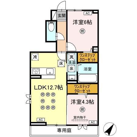 ラ・シャルール コガ(2LDK/1階)の間取り写真