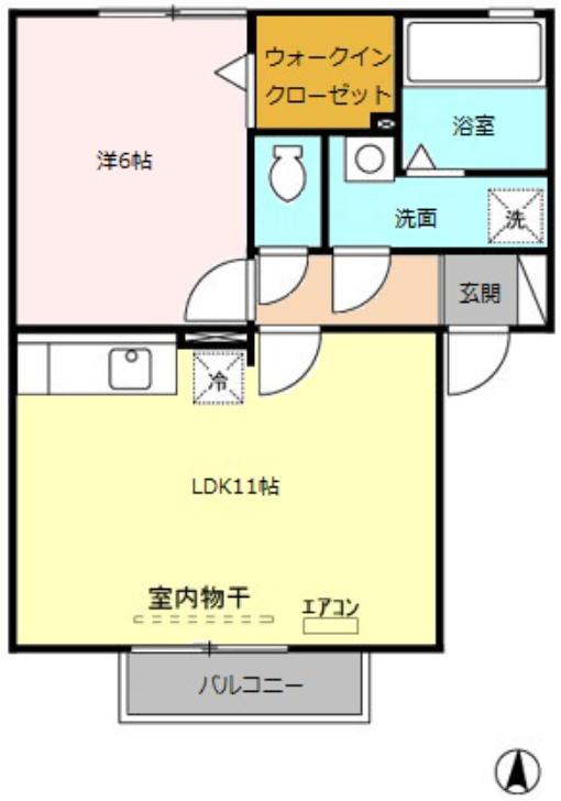 シャトーリーフ A(1LDK/2階)の間取り写真