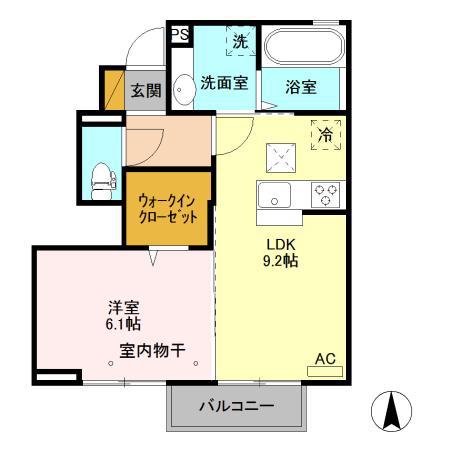 D-ROOM京香(1LDK/1階)の間取り写真