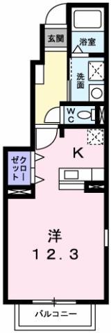プレ・ガール・シェトワ I(1K/1階)の間取り写真