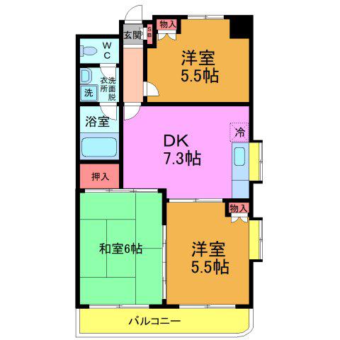 プレーネ西葛西(3DK/7階)の間取り写真