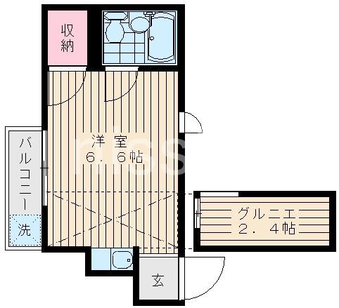 ライフピアフェリスII(ワンルーム/2階)の間取り写真