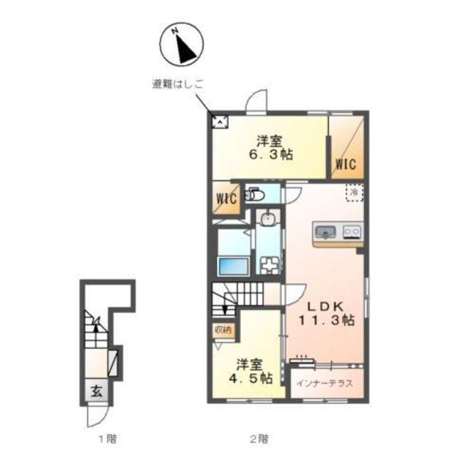 アネシス八王子(2LDK/2階)の間取り写真