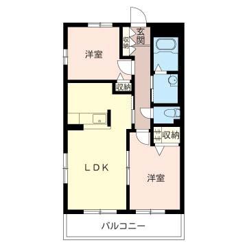 フェンテ南館(2LDK/2階)の間取り写真