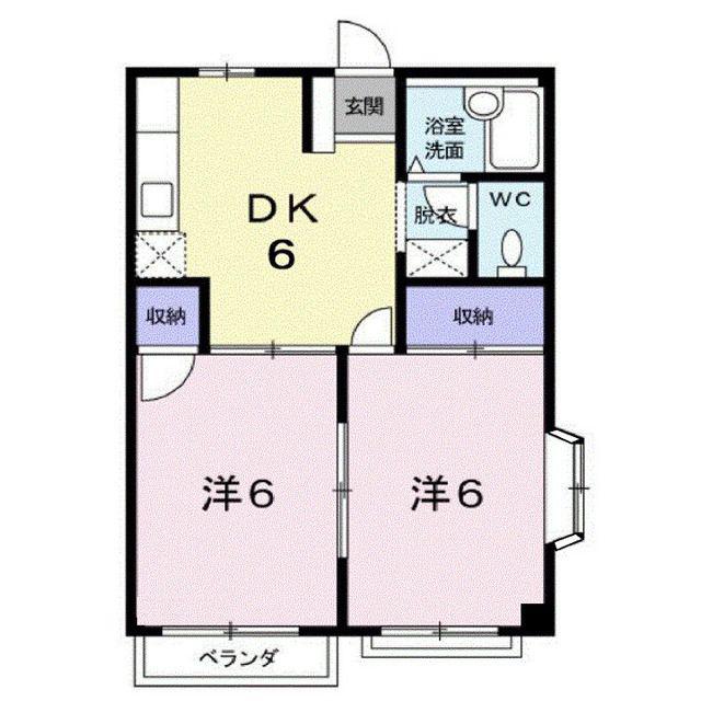 シャトレット美福(2DK/2階)の間取り写真