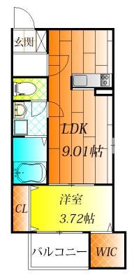 FSTYLE恵我之荘(1LDK/3階)の間取り写真