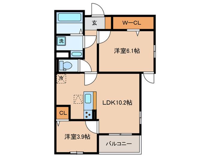 BONHEUR明石(2LDK/1階)の間取り写真