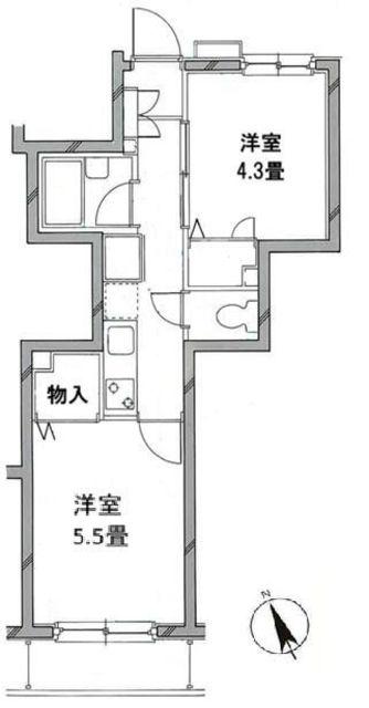 ワールドパレス戸越(2K/1階)の間取り写真