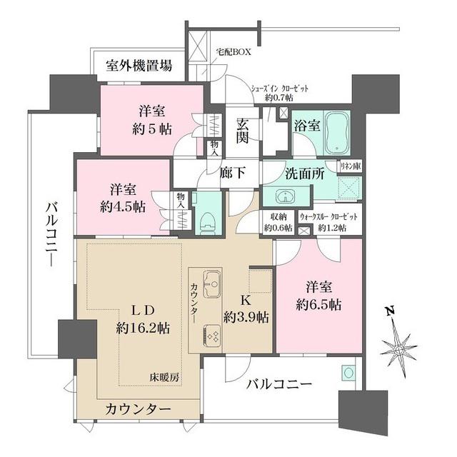 ザ・パークハウス上幟縮景園(3LDK/10階)の間取り写真