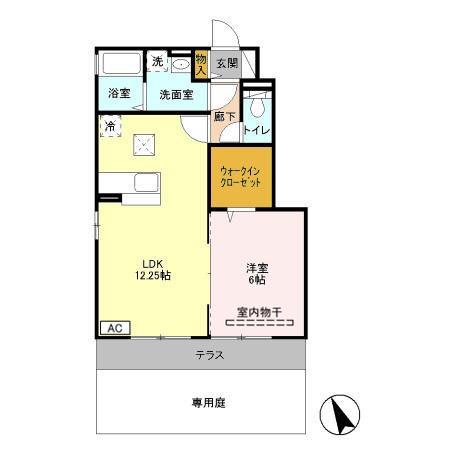 ライオンハーテッド A(1LDK/1階)の間取り写真