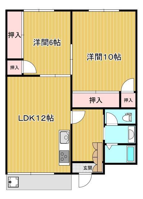サニーハイツ(2LDK/2階)の間取り写真