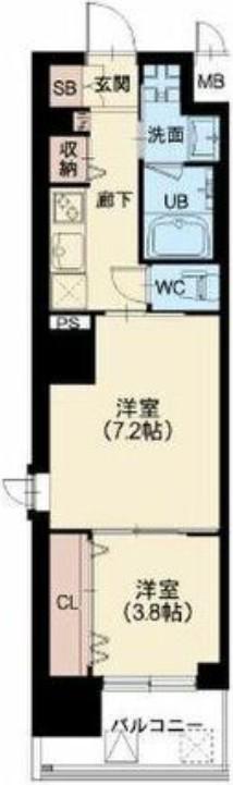 スプランディッド堀江(2K/12階)の間取り写真