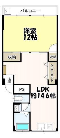 室積マンション(1LDK/5階)の間取り写真