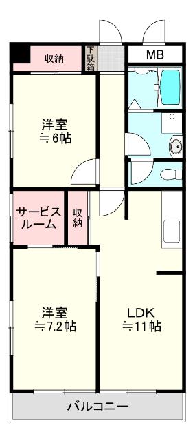 サンシティハイツ(2SLDK/3階)の間取り写真