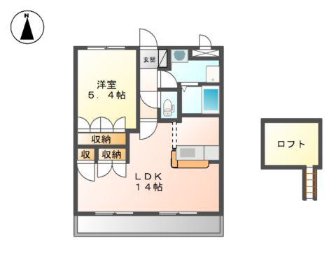 ヴィクトリーステージカンダ(1LDK/2階)の間取り写真