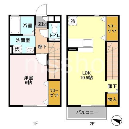 ルメルシエ(1LDK/1階)の間取り写真