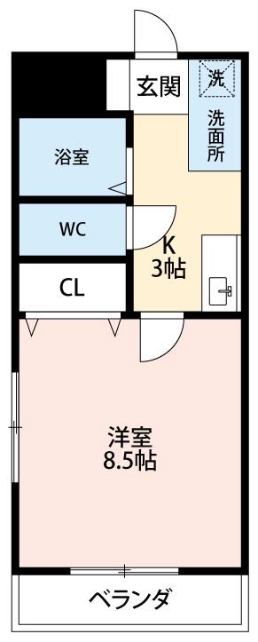 エクシール末広(1K/2階)の間取り写真