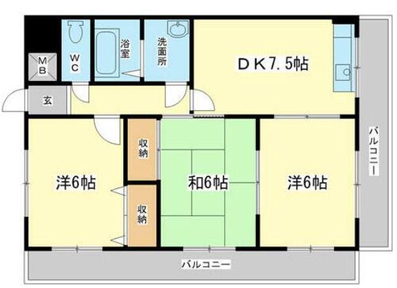 シェーンシュロス(3DK/2階)の間取り写真