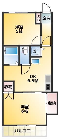 メゾンドパルビー(2DK/2階)の間取り写真
