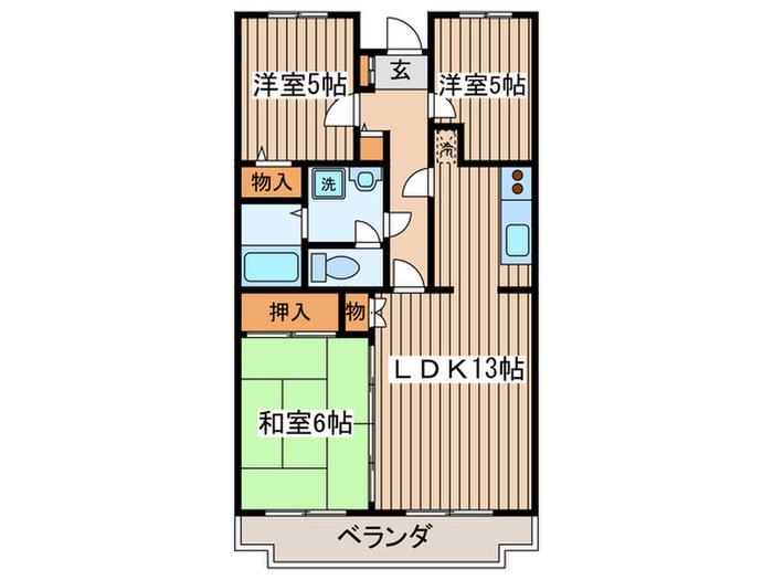 原当麻Mハイツ(3LDK/2階)の間取り写真