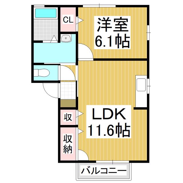 ヒルコート(1LDK/2階)の間取り写真