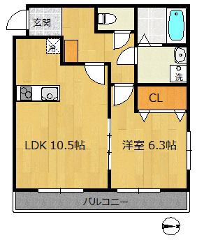 ソラリス北綾瀬(1LDK/3階)の間取り写真