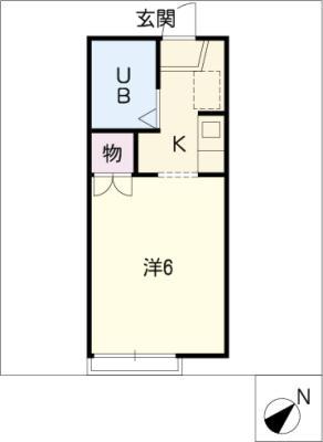 プチハイム篠木B棟(1K/1階)の間取り写真