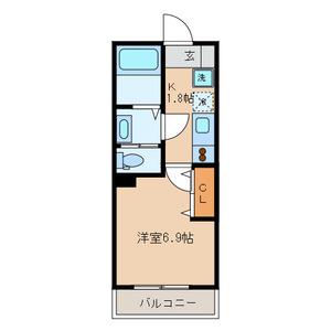 ベルフルール(1K/1階)の間取り写真