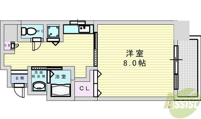 カラコレス穂波(1K/5階)の間取り写真