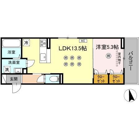 ハレレフア(1LDK/2階)の間取り写真