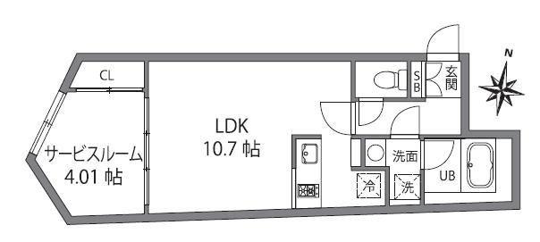 ファブリック中井デューレジデンス(1LDK/2階)の間取り写真