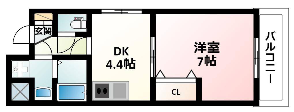 エイペックス新大阪(1DK/8階)の間取り写真