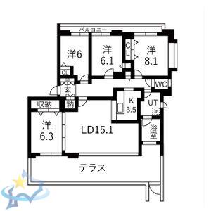 ジェルム西町(4LDK/1階)の間取り写真