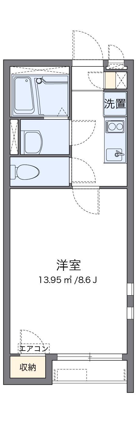 クレイノ光和B(1K/2階)の間取り写真