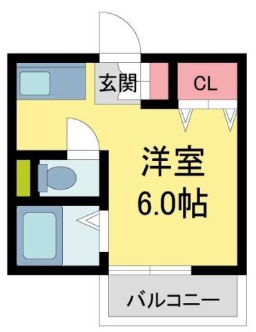 阪急今津線 門戸厄神駅 徒歩5分 3階建 築32年(1K/3階)の間取り写真