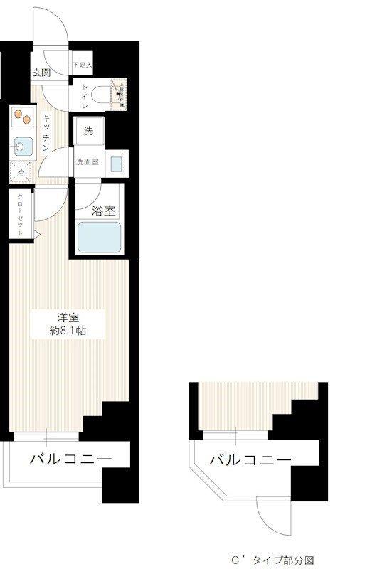 HYS SALIRE 用賀(1K/4階)の間取り写真