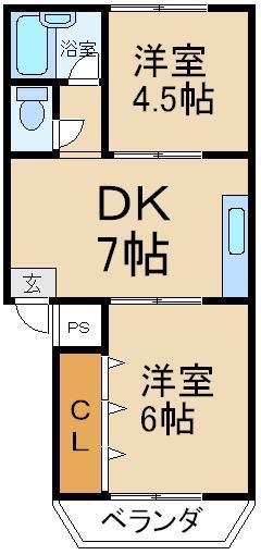 ファミール三井(2DK/2階)の間取り写真