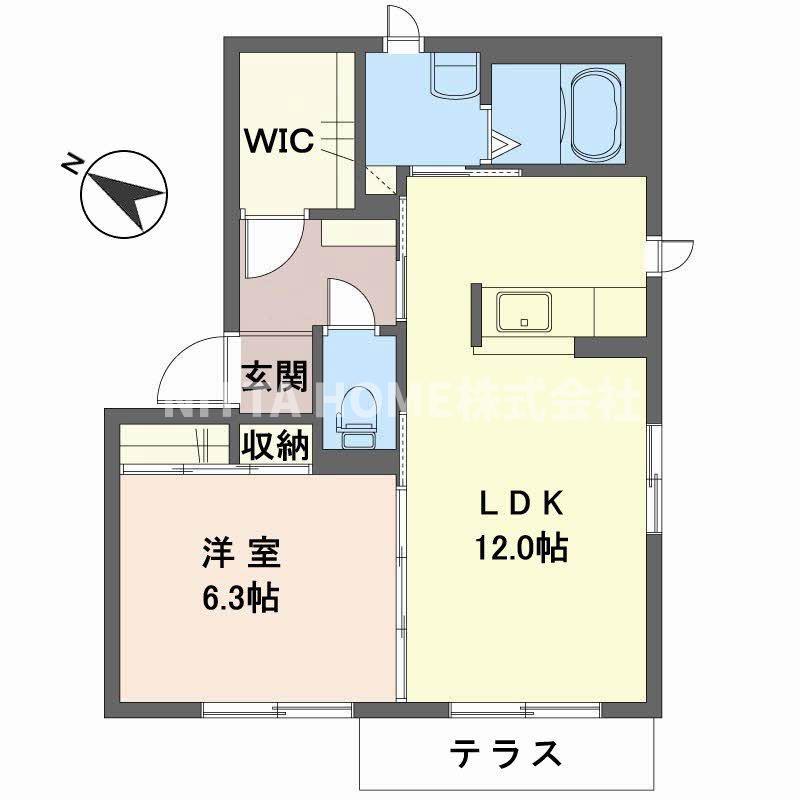 シャーメゾン楽音寺B(1LDK/1階)の間取り写真