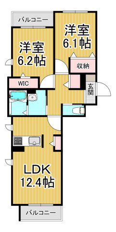 シャーメゾンみやび(2LDK/1階)の間取り写真