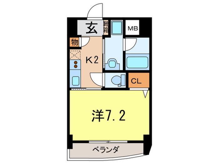 エビスコート西宮(1K/3階)の間取り写真