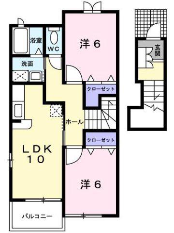 ベルベアーノB(2LDK/2階)の間取り写真