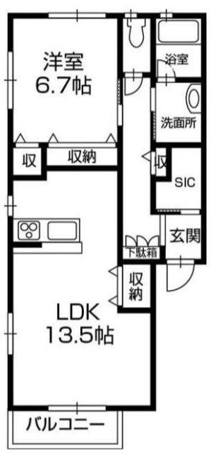エトワールII(1LDK/2階)の間取り写真