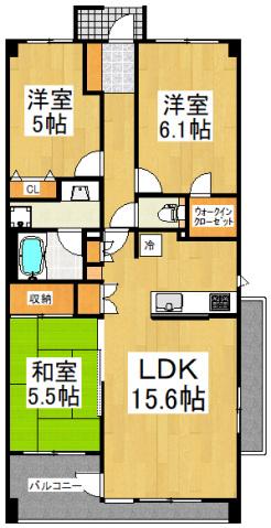 ランドシティ玉川学園ロイヤルテラス(3LDK/5階)の間取り写真
