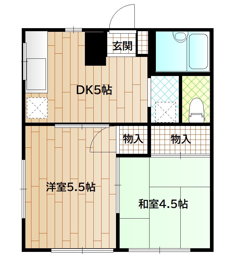 ブランドールK(2DK/1階)の間取り写真