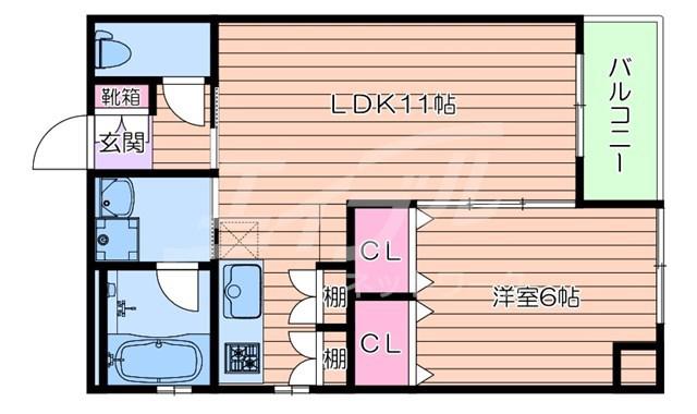 Sデザイン吹田(1LDK/8階)の間取り写真
